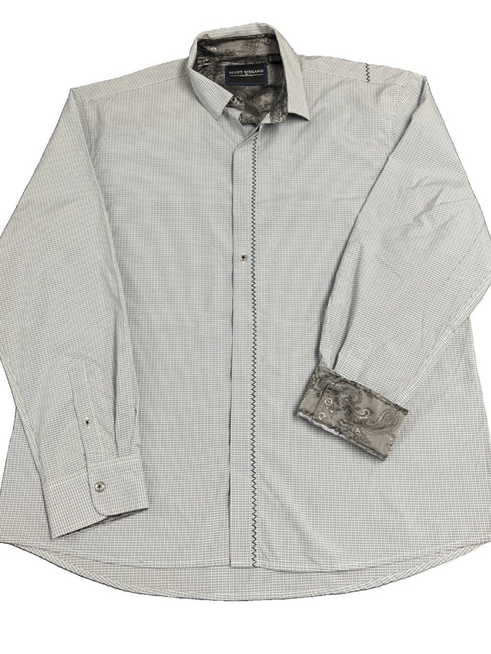 Scott Weiland Collection Shirt 3XL Mens Gingham Micro Check Paisley Rockabilly
